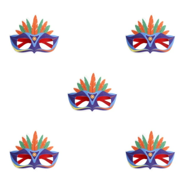 Guardoinrt Monture de Lunettes Plume Bricolage Couleur Vive Lunettes de Carnaval Bal Scène Performance Robe Fête Fournitures Lunettes Rouge Vert 5Ensemble