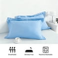 thumbnail image 4 of 2 Pack King Brushed Microfiber Pillow Shams with 2" Flange, Super Soft and Cozy, Wrinkle, Fade, Stain Resistant Sham, Sky Blue, 20x36 inches, 4 of 8