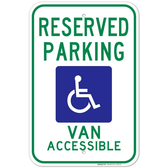 Michigan Handicap Parking Sign, Reserved Parking Van Accessible Sign, 12x18 Aluminum