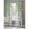 thumbnail image 4 of Spring Plants Sheer Curtains 96 Inch Length 2 Panels Set Window Treatments, Watercolor Leaves Birds Flowers Gray Plaid Rod Pocket Semi Curtains for Living Room/Bedroom/Kitchen Décor, 104"W x 96"L, 4 of 7