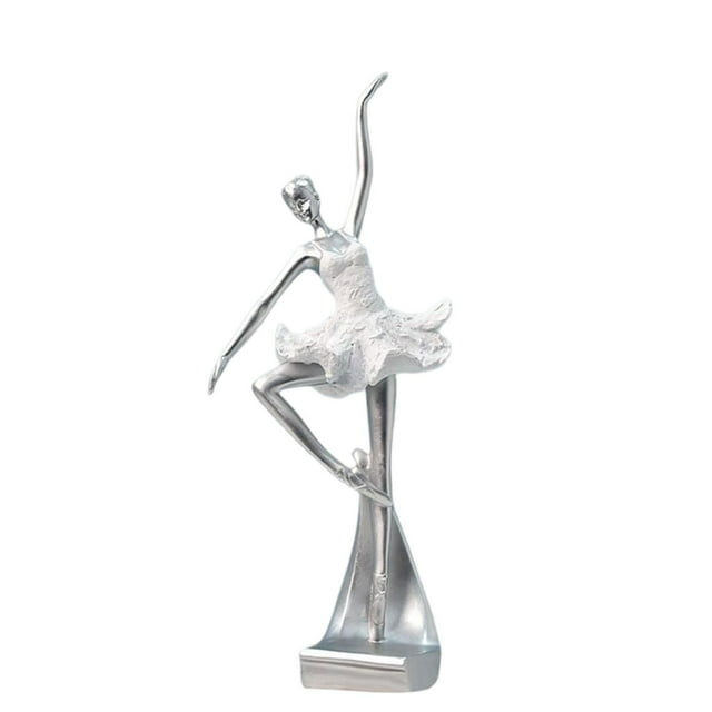 Estatuilla de poliresina con diseño de bailarina creativa, elegante adorno de escritorio para decoración del hogar Estilo B Blanco