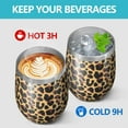 thumbnail image 4 of Leopard Print 12oz Stainless Steel Insulated Wine Tumbler with Lid and Straw – Double Wall Vacuum Mug for Hot & Cold Drinks, 304 Steel Interior, Sweat-Free Design, 4 of 5
