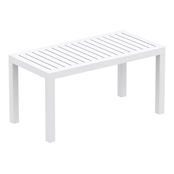 Luxury Commercial Living 36" White Patio Solid Rectangular Patio Resin Coffee Table