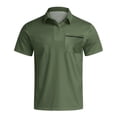 thumbnail image 3 of JIANJIA Polo Shirts For Men Summer Solid Color Lapel Short Sleeve Loose Fashion Comfortable Pocket Pullover Tops Activewear,Green,XL, 3 of 3