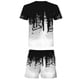 thumbnail image 3 of Pantalones cortos de manga corta transpirables para adultos con conjunto de dos piezas de jersey holgado estilo lavado con tinta, 3 of 3