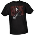 thumbnail image 1 of Camiseta juvenil con mano de guitarra roja de Elvis Presley, estilo vintage, color negro, cuello redondo, para primavera y verano, modelo 1968, 1 of 4