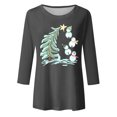 thumbnail image 4 of Women's Christmas Crop Sleeve T Shirt: Snowman Pattern Shirt Merry Christmas T Shirt Christmas Top, 4 of 4