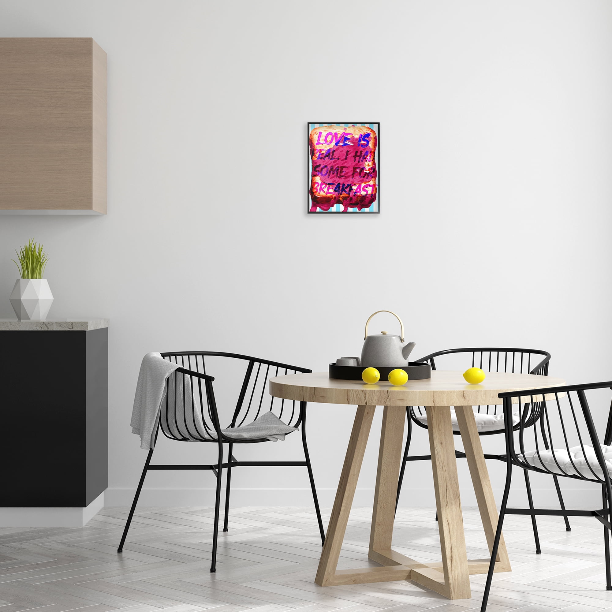 Stupell Industries Love Is Real Breakfast Food & Beverage Painting Black Framed Art Print Wall Art, 11 x 14