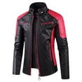 thumbnail image 4 of Chaqueta de motorista con estilo para hombre, abrigo de motorista clásico con contraste de colores, Y2K-Harajuku de béisbol, 4 of 5