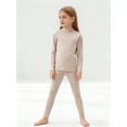 thumbnail image 5 of TiaoBug Kids Thermal Base Layer Set Boys Girls 2 Piece Thermal Long Sleeve Top with Tights Leggings Set Khaki 140, 5 of 7