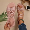 thumbnail image 5 of Sandals for Women Flat Dressy Cute Ankle Strap Open Toe Cross Bowknot Slingback Flats Summer Casual Comfortable Beach Vacation Slides Shoes 37, 5 of 6