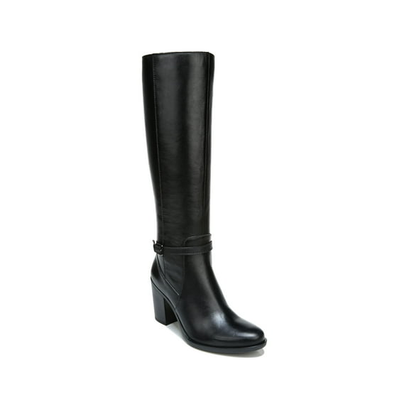 NATURALIZER Womens Black Ankle Strap Cushioned Round Toe Stacked Heel Zip-Up Leather Heeled Boots 5.5