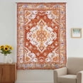 thumbnail image 3 of Orange Red Boho Sheer Curtains 45 Inches Long, Ethnic Geometric Middle Century Art Light Filering Curtains, Breathable Simi Curtain Privacy Drapes for Kitchen Bathroom Small Window Treatment, 3 of 9