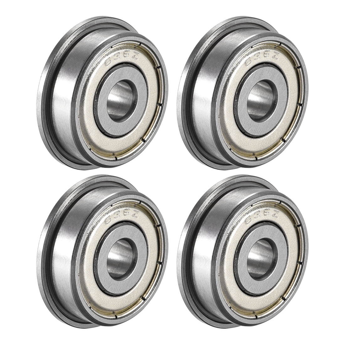 sourcing map F636ZZ Flanged Ball Bearing 6x22x7mm Double Metal Shielded Chrome Steel Bearings 4pcs GCr15