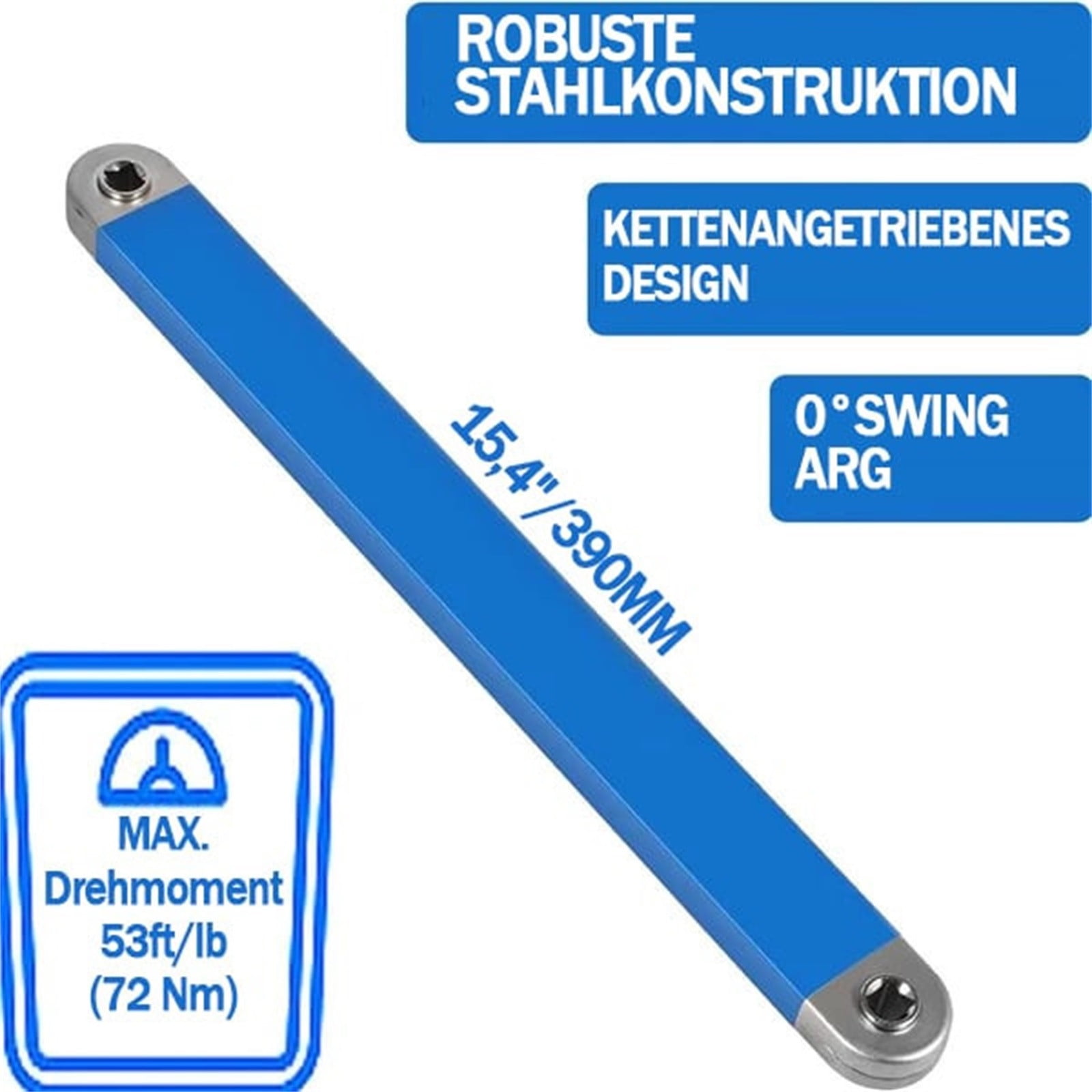 Blasgw Offset Extension Bar Wrench Set 38cm Multifunctional Flex-Head Ratchet Extension with Multi-Drive Adapters for Tight Spaces Durable Stainless Steel for Automotive, Construction More blue