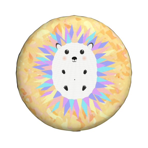 Waterproof Spare Wheel Cover, Cartoon Pastel Hedgehog Pattern Adjustable Wheel Cover For Jeep Trailer RV SUV Car, 14 inch