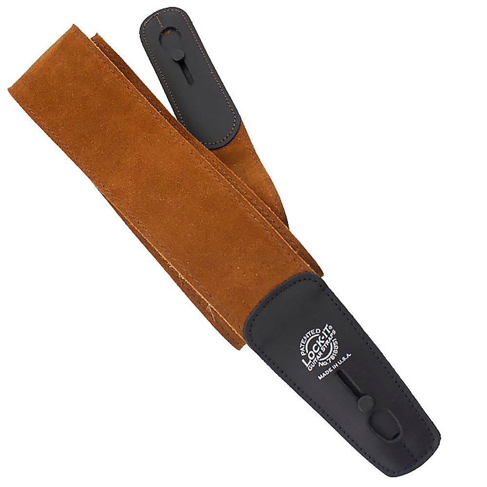 LockIt Straps Suede 2.5" Locking Guitar Strap Brown