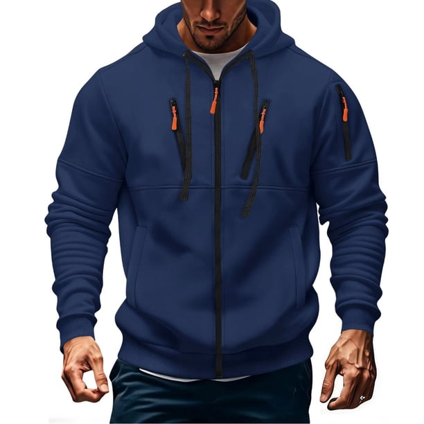 Yaoyar Men's Zip Up Hoodie Color Block Long Sleeve Casual Sweatshirt with Pocket Men's Long Sleeved Hooded Top
