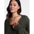 thumbnail image 4 of No Boundaries Cable Knit Grandpa Cardigan, Women's and Women's Plus XXS-4X, 4 of 5