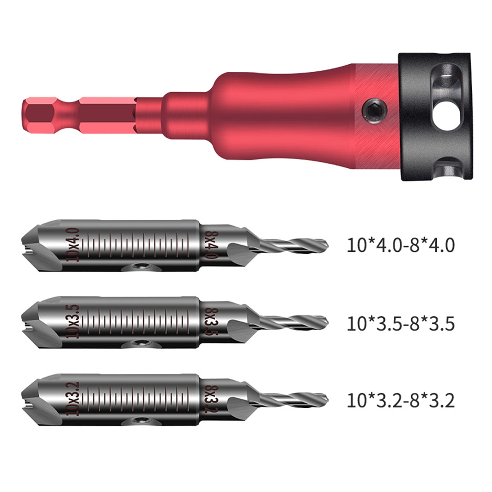 Double Purpose Countersink Drill Bit Set with Converts 45 Degree Chamfer Head and Ergonomic Grip Design