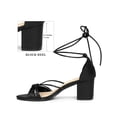 thumbnail image 2 of BLISSFUL STEP Strappy Open Toe Lace Up Chunky Heel Sandals for Women Black (Size 6), 2 of 7