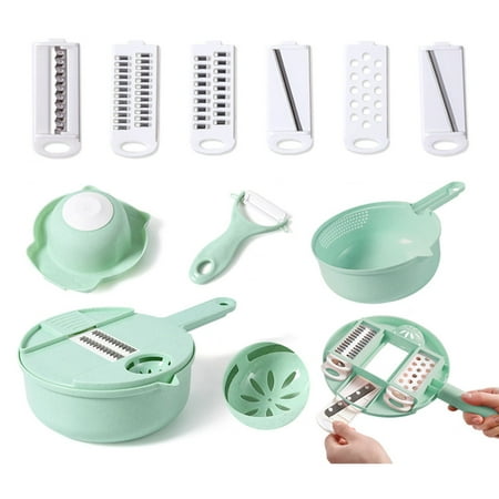 

GYZEE 12 In 1 Multi-Function Easy Food Chopper Vegetable Grater Slicer Cutter Tool New(Green)