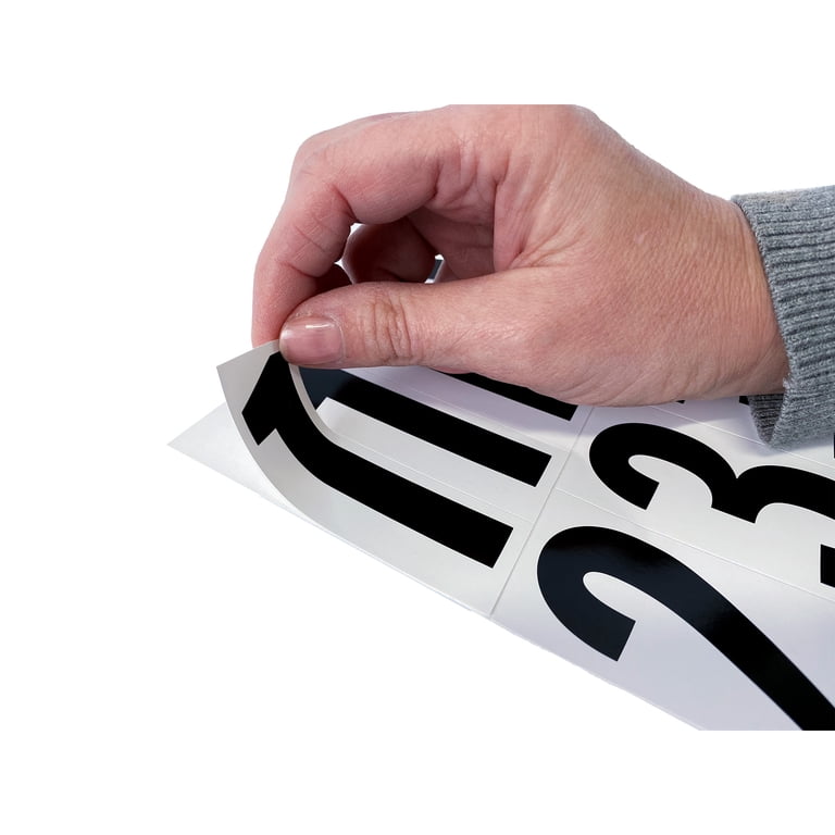 Stick On Vinyl Lettering, Numbers, Self Adhesive Reflective Letters ONLY, Stick On Numbers For Signs, Boats, Numbers, 3/4 Inch, Stick-on, Waterproof, Individual Stickers, (Black ON White