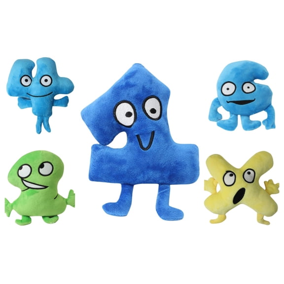 Bfdi Plushies Bomby Soft Toy, Cartoon Bfdi Character Gelatin Stuffed Animals, Soft Plush Pillow Birthday Gifts for Boys Girls - 5Pc