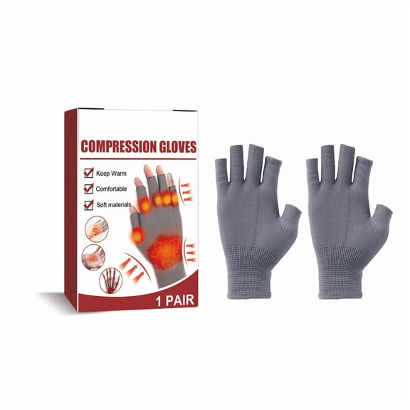 Dr.pedi Half Finger Compression Gloves for Women & Men, Open Finger Arthritis Gloves, Hand Support for Typing, Carpal Tunnel, Computer Work, Gray