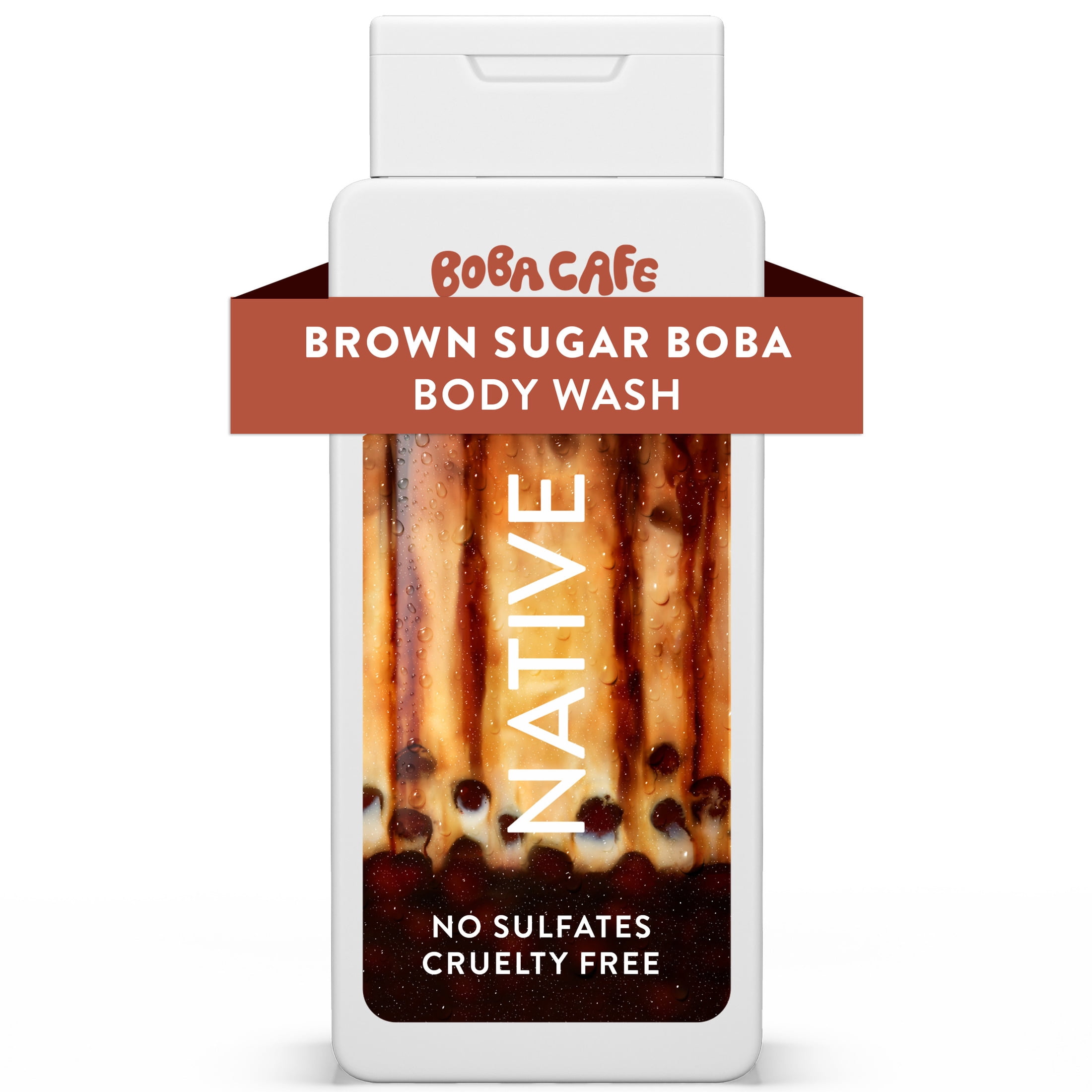 (6 pack) Native Body Wash, Limited Edition Brown Sugar Boba, Sulfate Free Body Wash for Women & Men, Boba Café, 18 fl oz