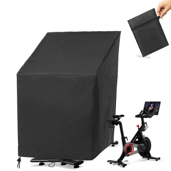 Exercise Bike Cover, Upright Cycling Stationary Bike Cover Outdoor Storage Peloton Bike Protective Cover Dustproof Waterproof Indoor Outdoor Exercise Bike Cover with Storage Bag