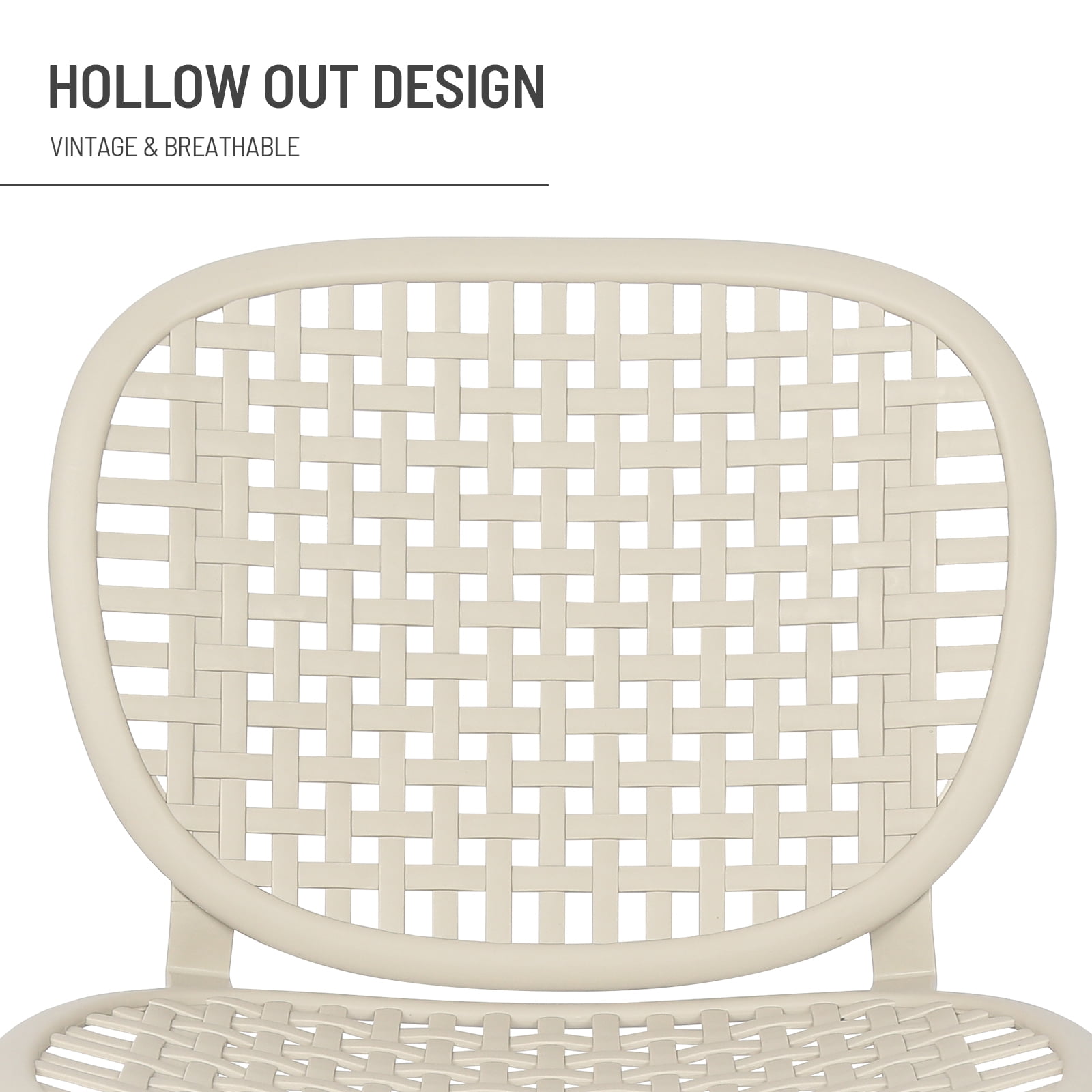 Aimee Lii 3 Pieces Hollow Design Retro Patio Table Chair Set, Outdoor All Weather Conversation Bistro Set with Open Shelf, Lounge Chairs, Widened Seat for Balcony Garden Yard, White Aimee Lii 3 Pieces Hollow Design Retro Patio Table Chair Set, Outdoor All Weather Conversation Bistro Set with Open Shelf, Lounge Chairs, Widened Seat for Balcony Garden Yard, White