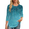 thumbnail image 5 of SOOMLON 3/4 Sleeve T Shirts for Women Petite Tunic Cotton Tops Casual Crew Neck Shirts Cute Flowers Graphic T Shirts 2025 Trendy Spring Summer Ladies Tops Loose Fit Y2k Basic Outfits Pullover Blue M, 5 of 7