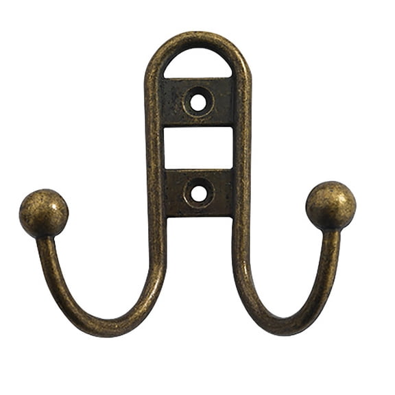 Coat Hook (Wall Hook, Entryway Hook, Decorative Hook), Bronze, Double Prong Wall Hook, Holds 35 Lbs, Die-Cast Construction, Includes Hardware, Great For Towels, Robes, Coats & Backpacks, Meiiso