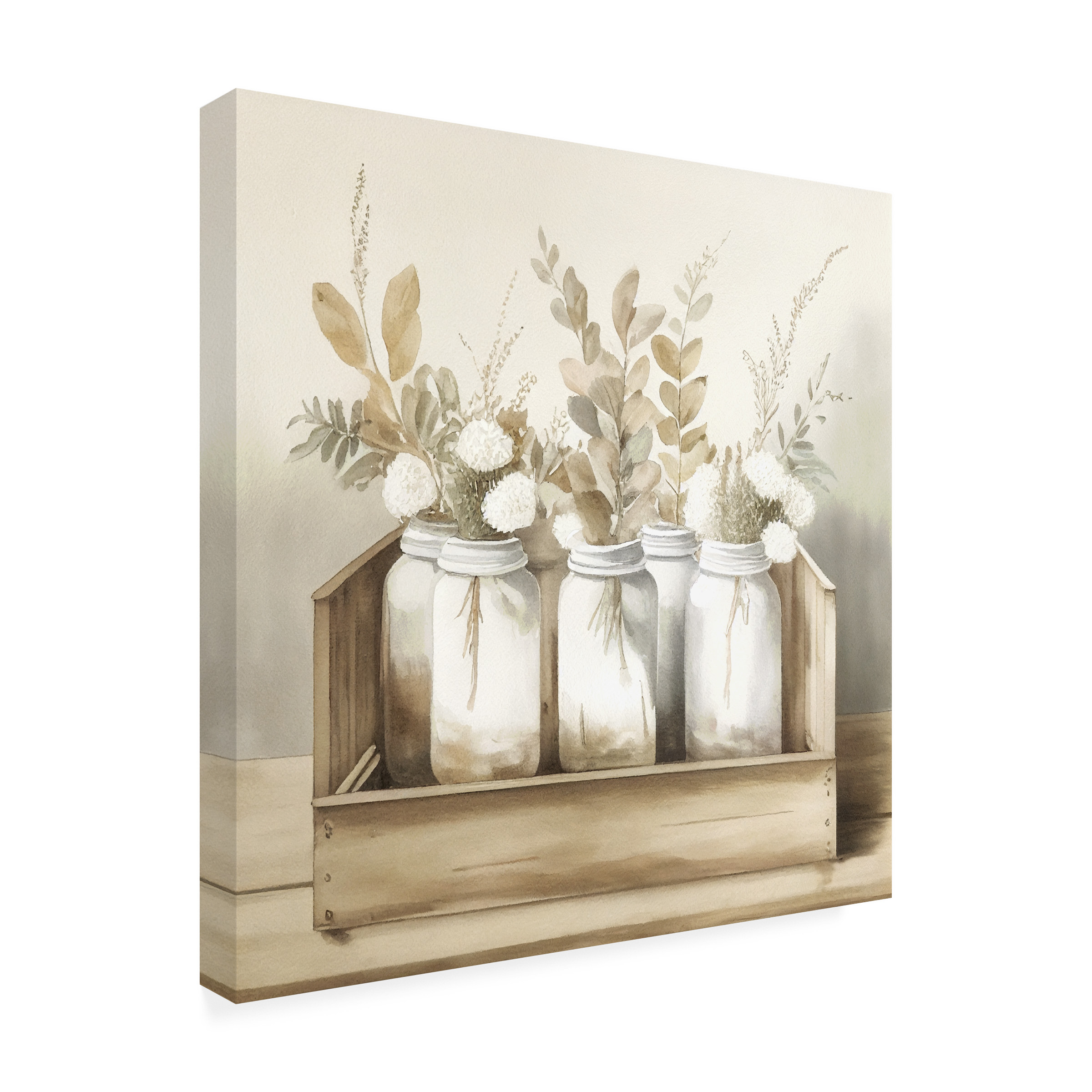 Canvas Wall Art - Sasha 'Mason Jars II' Wall Art for Living Room, Bedroom, or Office DÃ©cor by Trademark Fine Art - 24 x 24 Inches