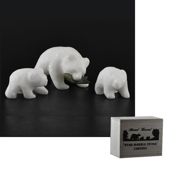 Matsuda HD Marble Stone - Polar Bear Family w/ Fish
