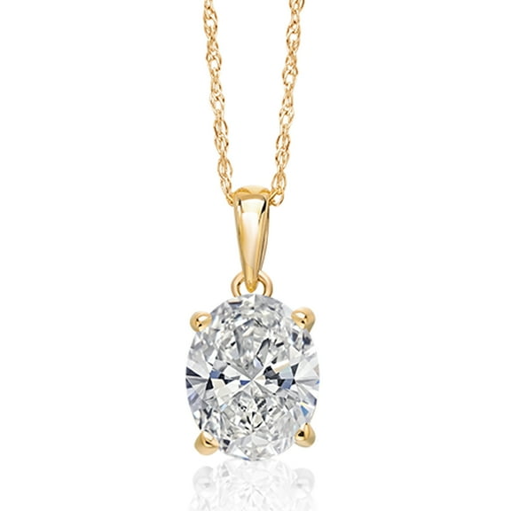 Gem Stone King 1.50 Ct Oval Cut 14K Yellow Gold IGI Certified Lab Grown Diamond Pendant Necklace | F-G Color | VS Clarity | Gold Necklace for Women | With 18 inch Gold Chain