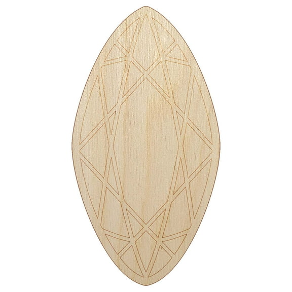Marquise Navette Cut Gem Diamond Jewelry Wood Shape Unfinished Piece Cutout Craft DIY Projects - 4.70 Inch Size - 1/8 Inch Thick