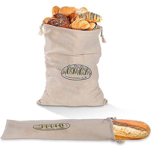 Bolsas de pan de lino. Bolsas para guardar pan. 2 bolsas de pan de lino reutilizables. hola