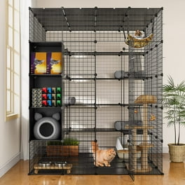 Dextrus Large Indoor Outdoor 4 Tier Cat Cage with Free Hammock Ideal for 1 4 Cats DIY Kitty Playpen Walmart