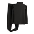 thumbnail image 3 of Women's Plus Size Fleece Loungewear Set - Long Sleeve Solid Thick Warm Pajamas & Pants - Black - L, 3 of 5