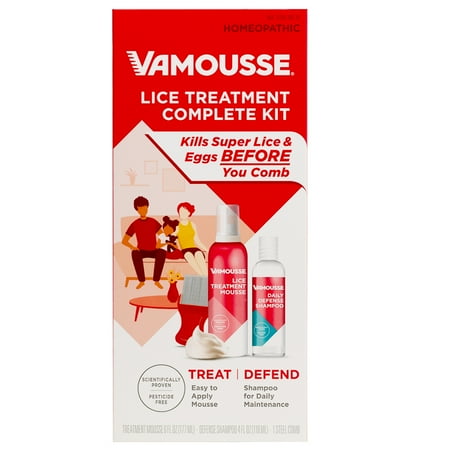 Vamousse Complete Lice Kit with Treatment Mousse, Daily Shampoo & Lice Comb, 6 oz