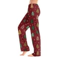 thumbnail image 2 of WTOBBY Women's Merry Christmas Print Pajama Bottoms, Soft Fleece-Lined Sleep Pants with Festive Snowflake and Tree Designs, Casual Home Wear for Winter,Deep Red XS, 2 of 5