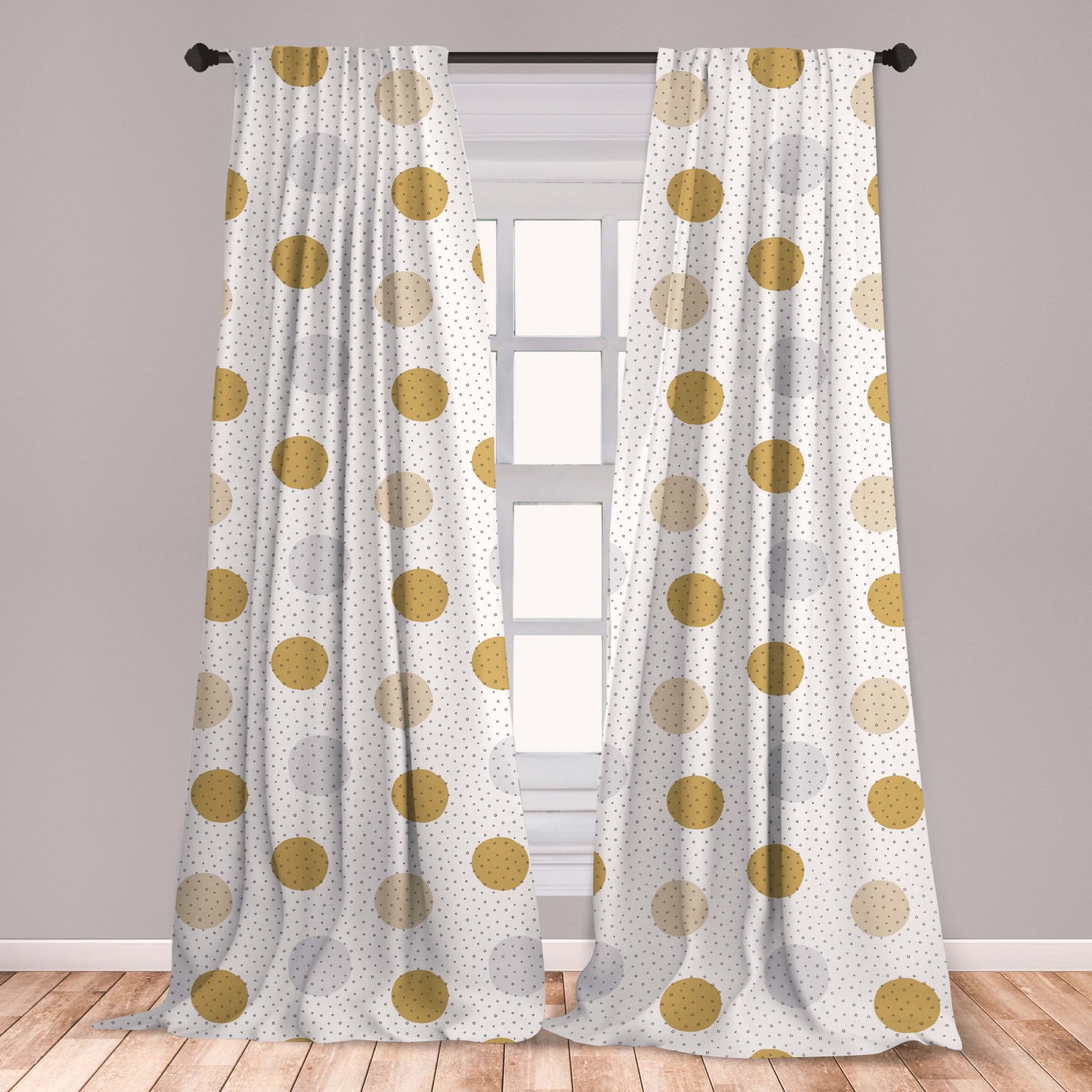 Abstract Curtains 2 Panels Set Hand Drawn Colorful Shapes Background With Doodle Style Black