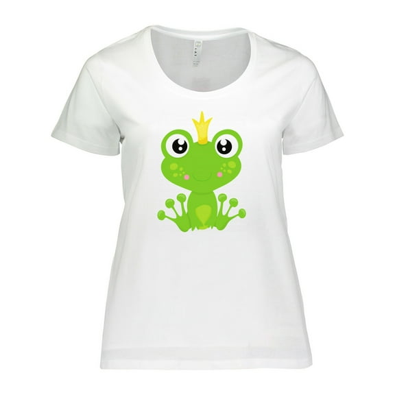 Inktastic Cute Frog, Green Frog, Frog Prince, Crown Women's Plus Size T-Shirt