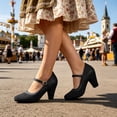thumbnail image 2 of Win s Way Women's Oktoberfest Mary Jane Shoes Suede Heel Dress Pumps, 2 of 6
