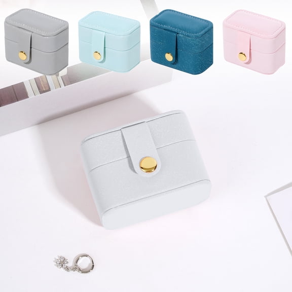 kkbbma under $5 Joyero Mini Joyero con botón Joyero portátil de viaje Caja de embalaje para anillos de joyería