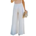 thumbnail image 3 of VISgogo Pantalones de pierna ancha para mujer, cintura alta, color sólido, con cordón, informal, para fiesta, club, pantalones sueltos VISgogo  moda, 3 of 4