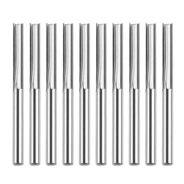 10 piezas de brocas rectas de doble flauta 3.175*20 cortador de fresado de enrutador CNC