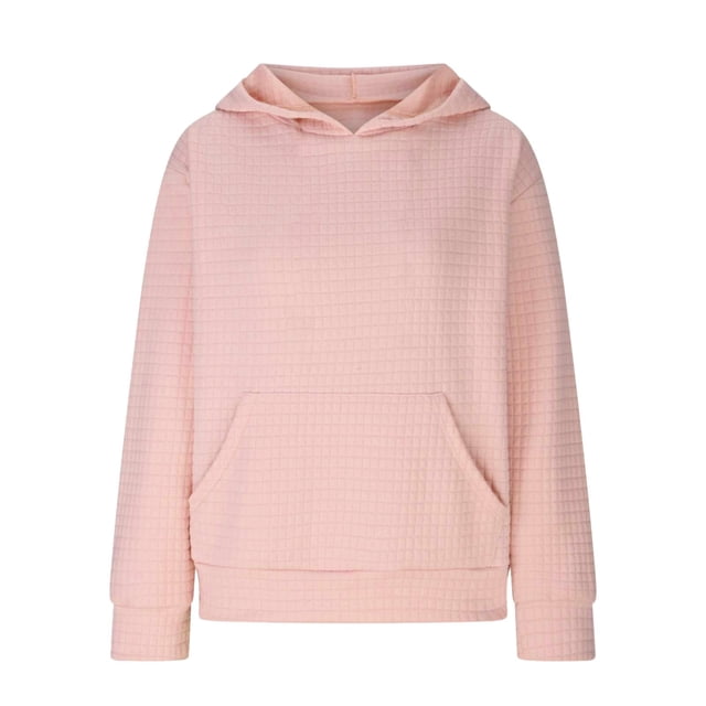 Girls Hoodies Casual Long Sleeve Drawstring Waffle Pullover Tops Loose Hooded Sweatshirt with Pocket